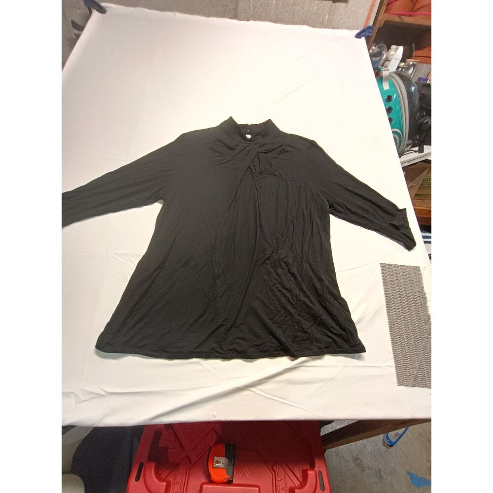 INC International Concepts Women's 2X Black Long Sleeve Shirt
